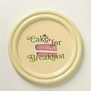 Anthropologie Ariane Stoneware Dessert Plate "Cake For Breakfast"